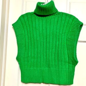 Super soft Kelly green turtleneck vest from Zara